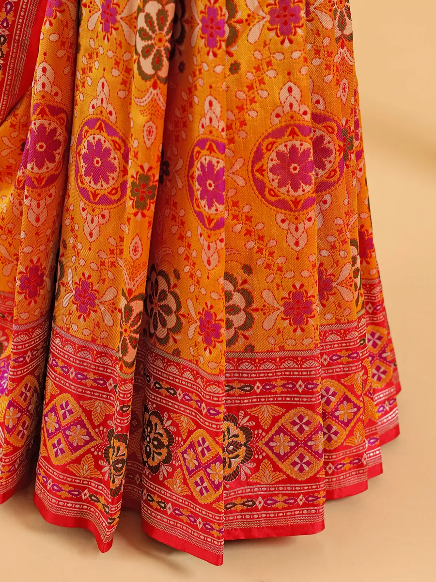 Banarasi silk mustard yellow saree