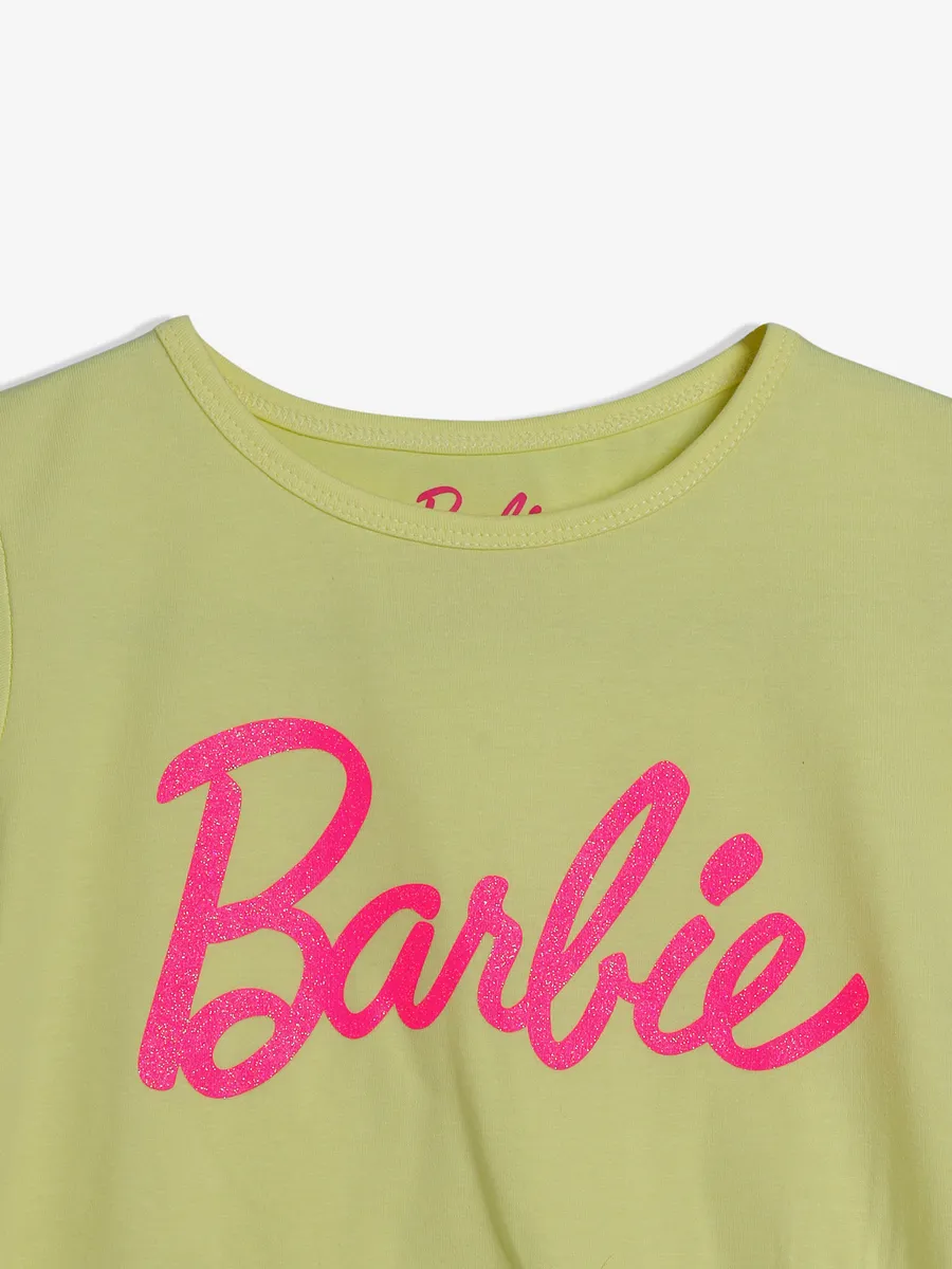 BARBIE light yellow cotton printed top