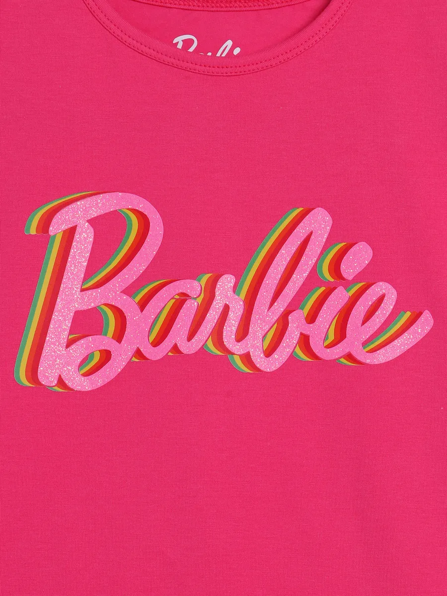 BARBIE pink cotton color block top