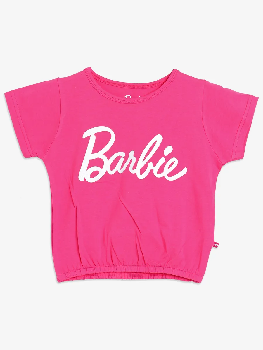 BARBIE pink cotton printed top