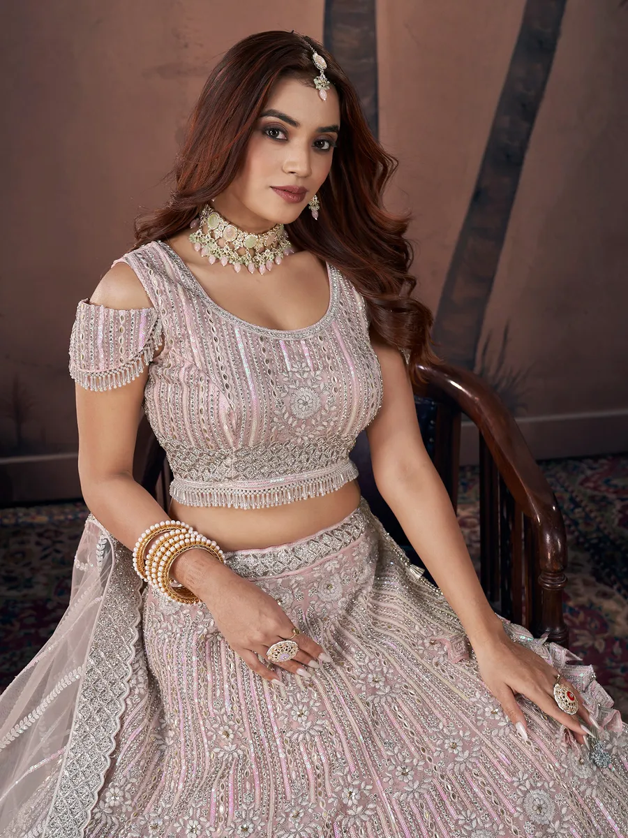 Beautiful baby pink net lehenga choli