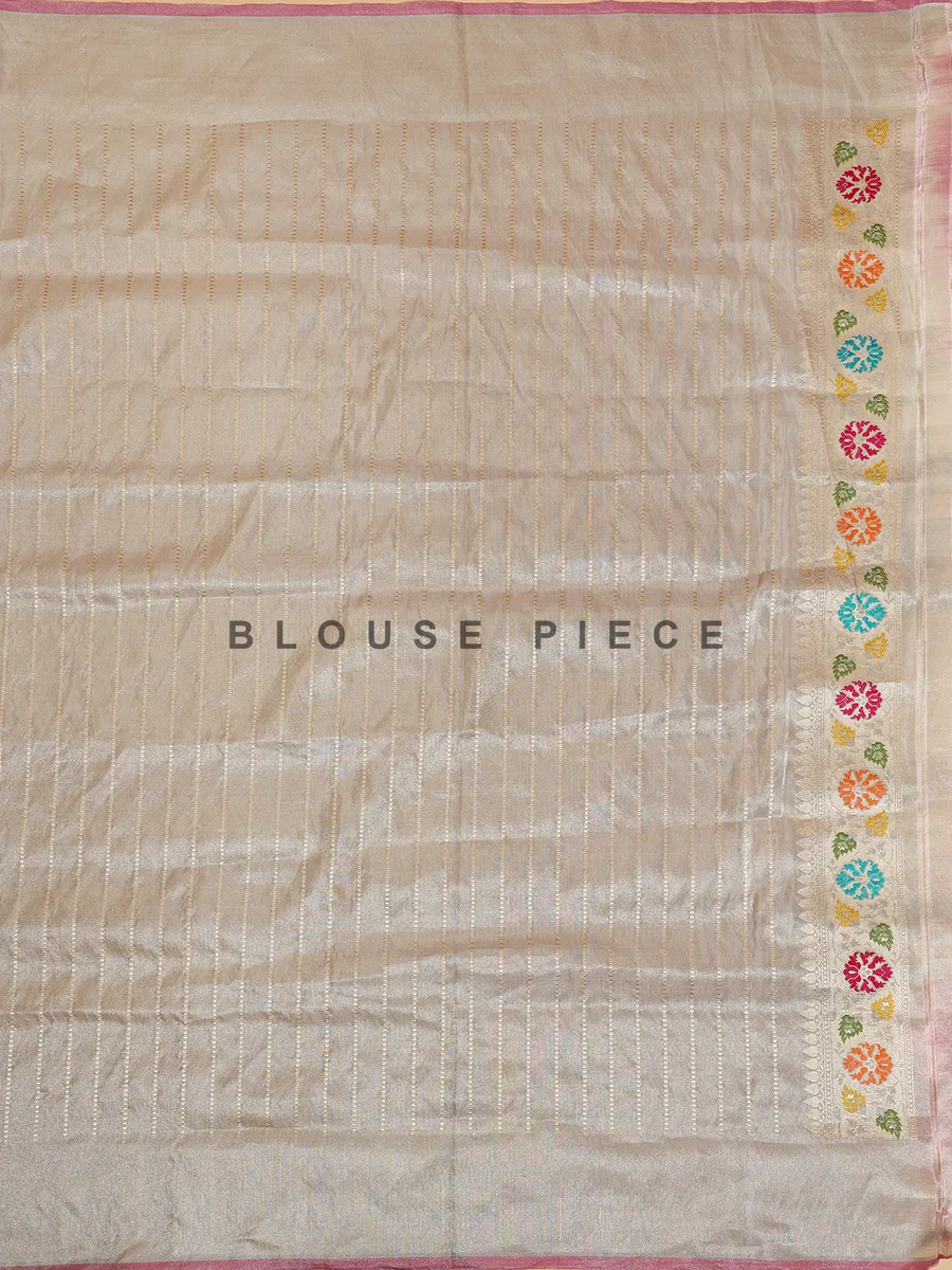 Beautiful beige banarasi silk saree