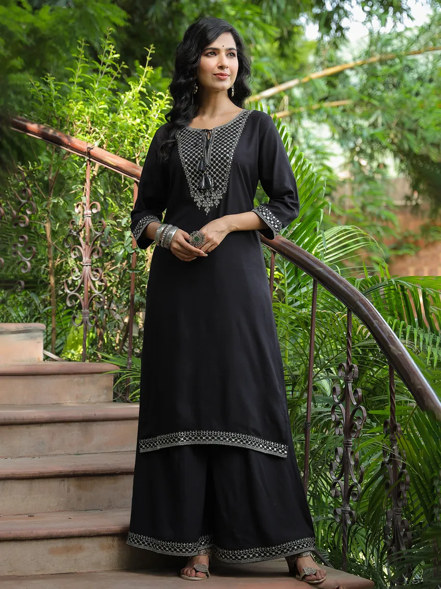 Beautiful black cotton palazzo set