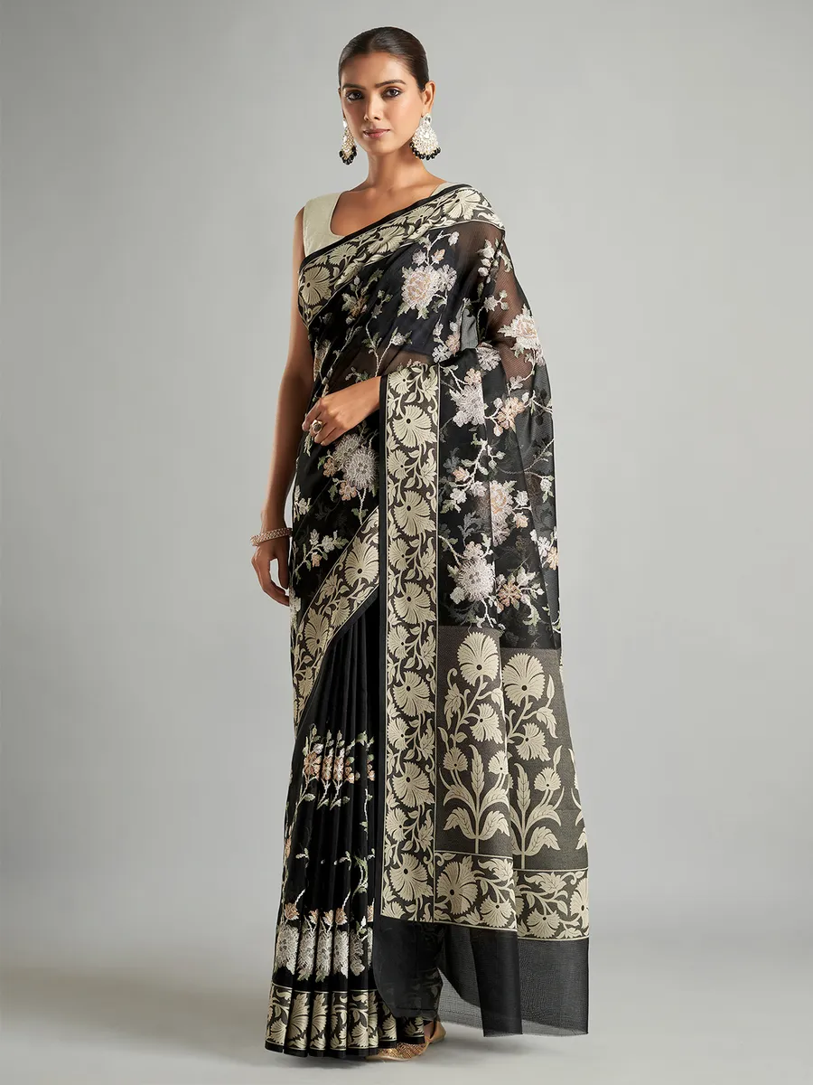 Beautiful black organza saree