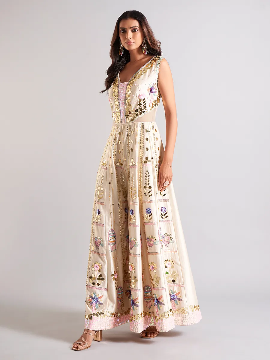 Beautiful cream silk jump suit