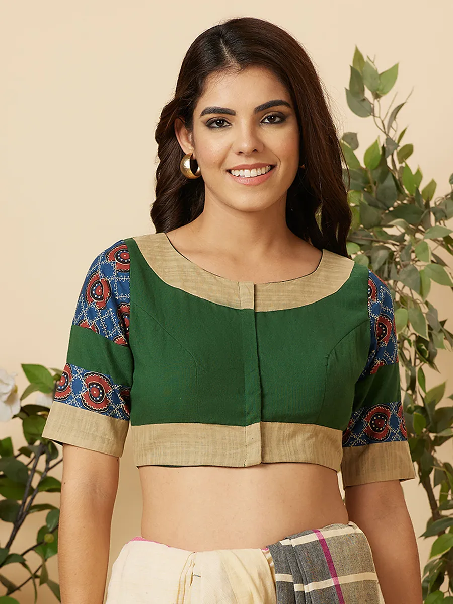 Beautiful dark green cotton blouse