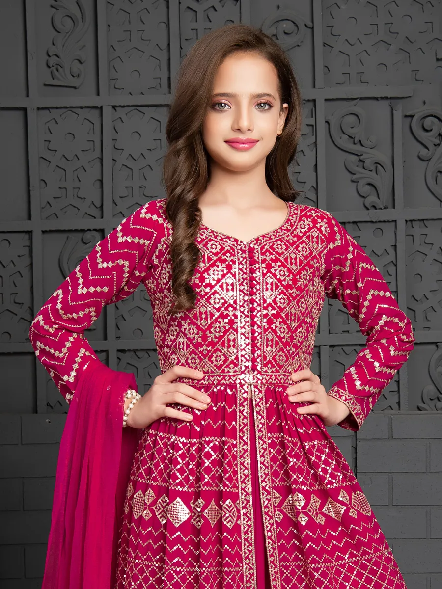 Beautiful georgette magenta palazzo suit