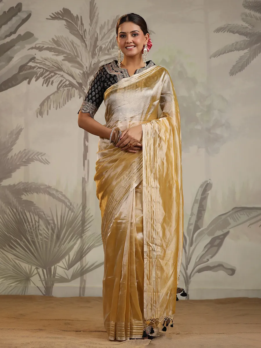 Beautiful gold organza saree