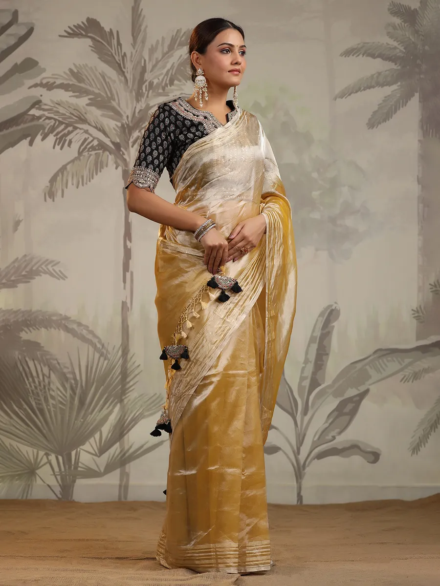 Beautiful gold organza saree