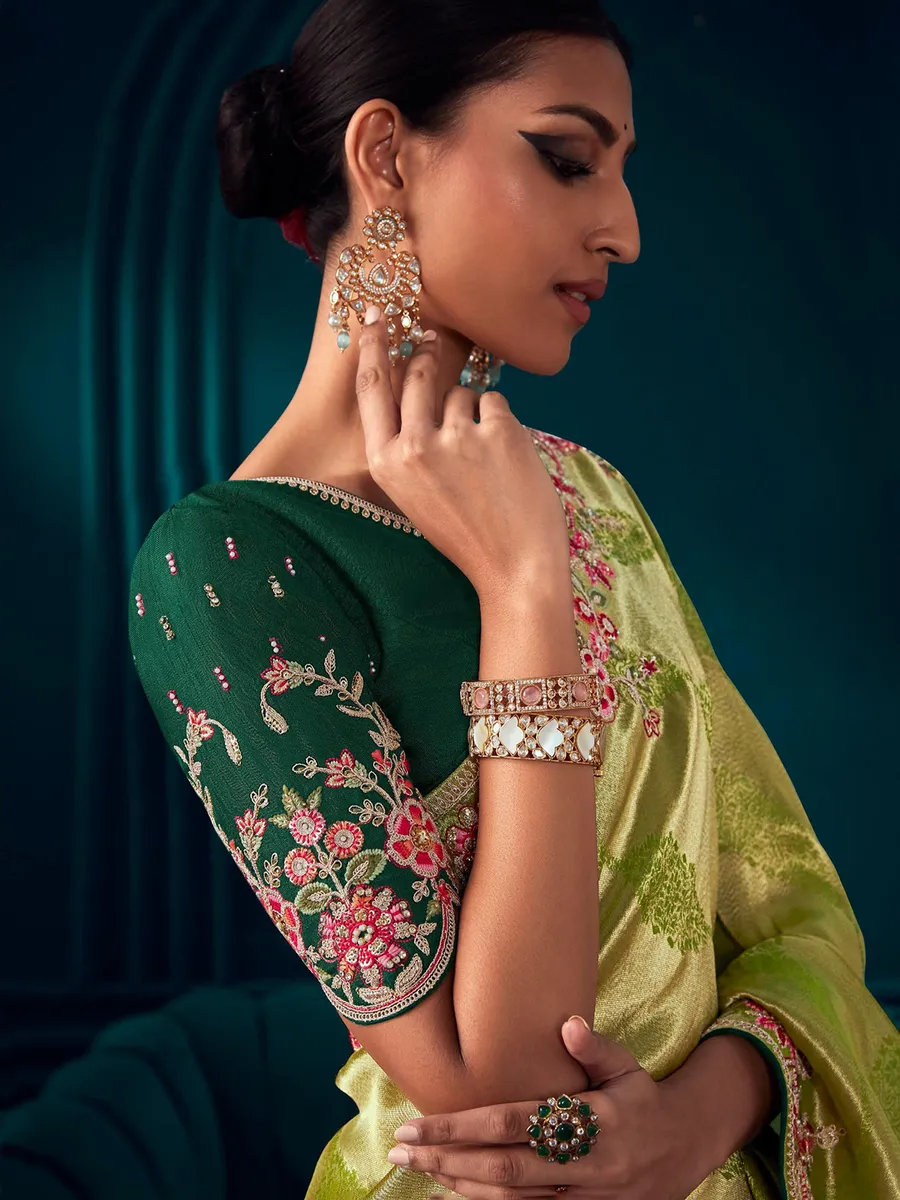 Beautiful green banarasi silk saree