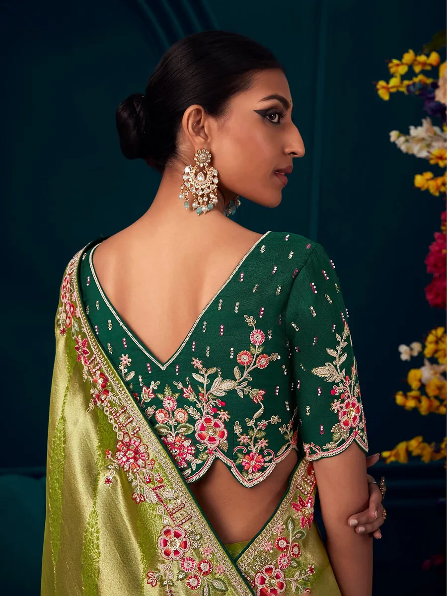 Beautiful green banarasi silk saree