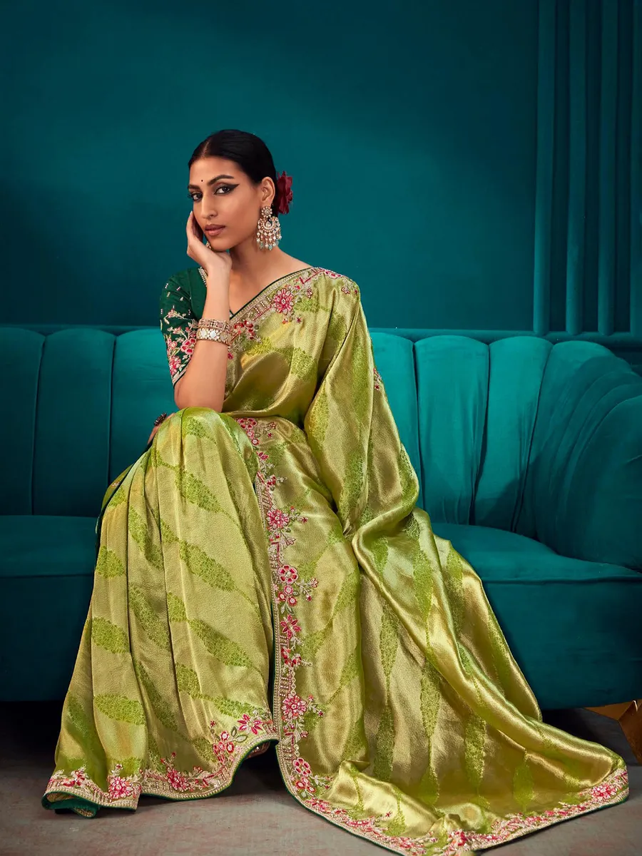 Beautiful green banarasi silk saree