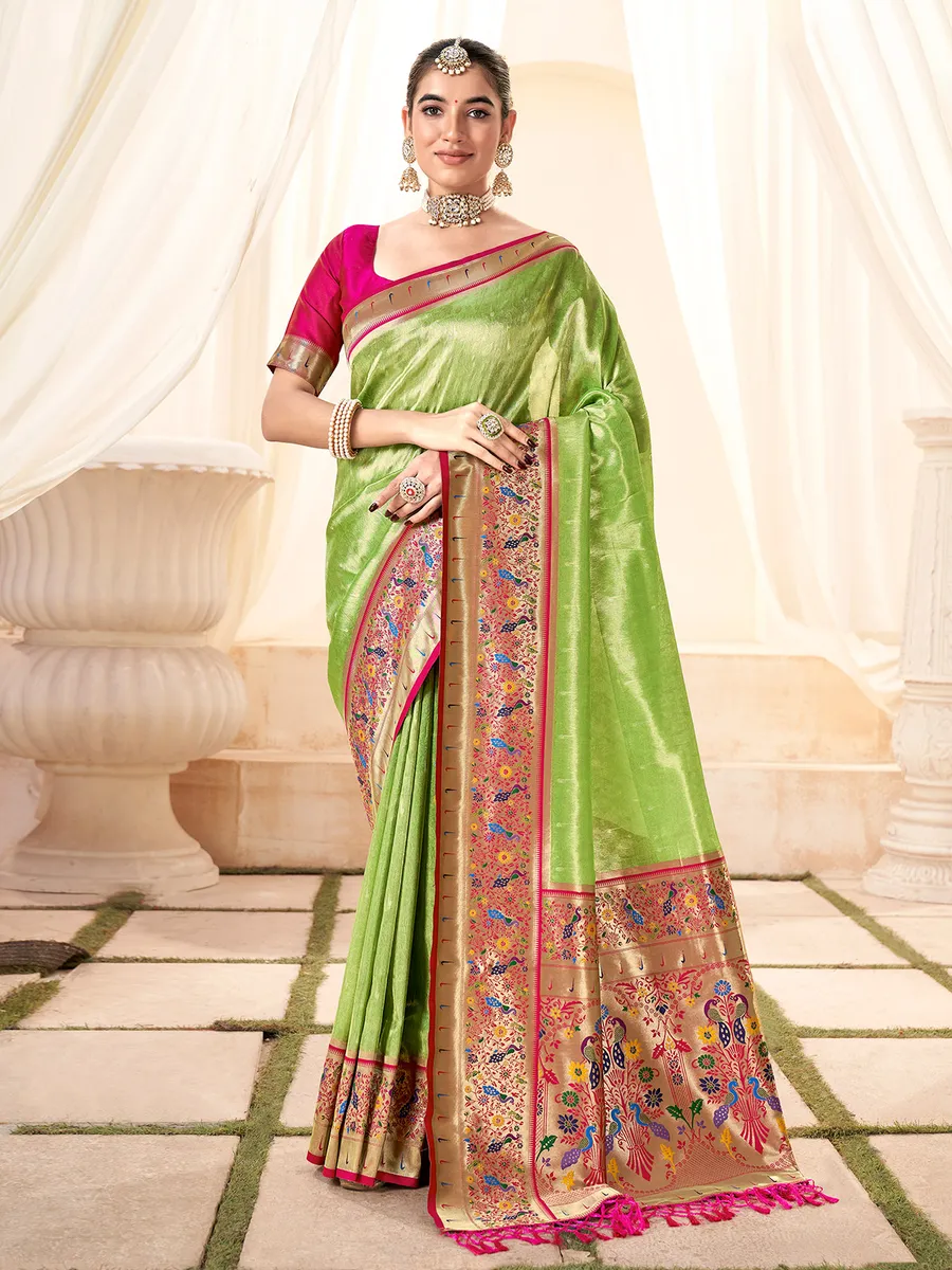 Beautiful light green printed saree