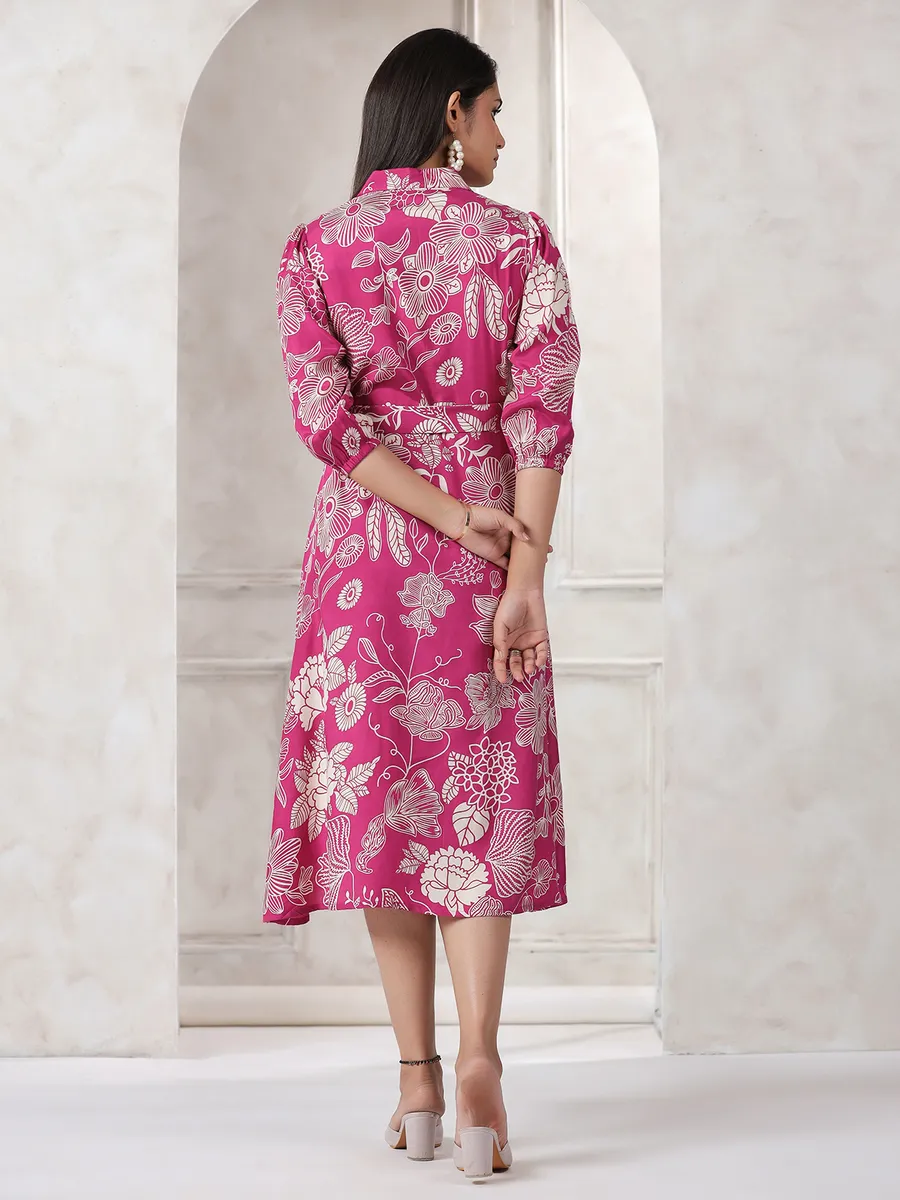 Beautiful magenta cotton printed kurti