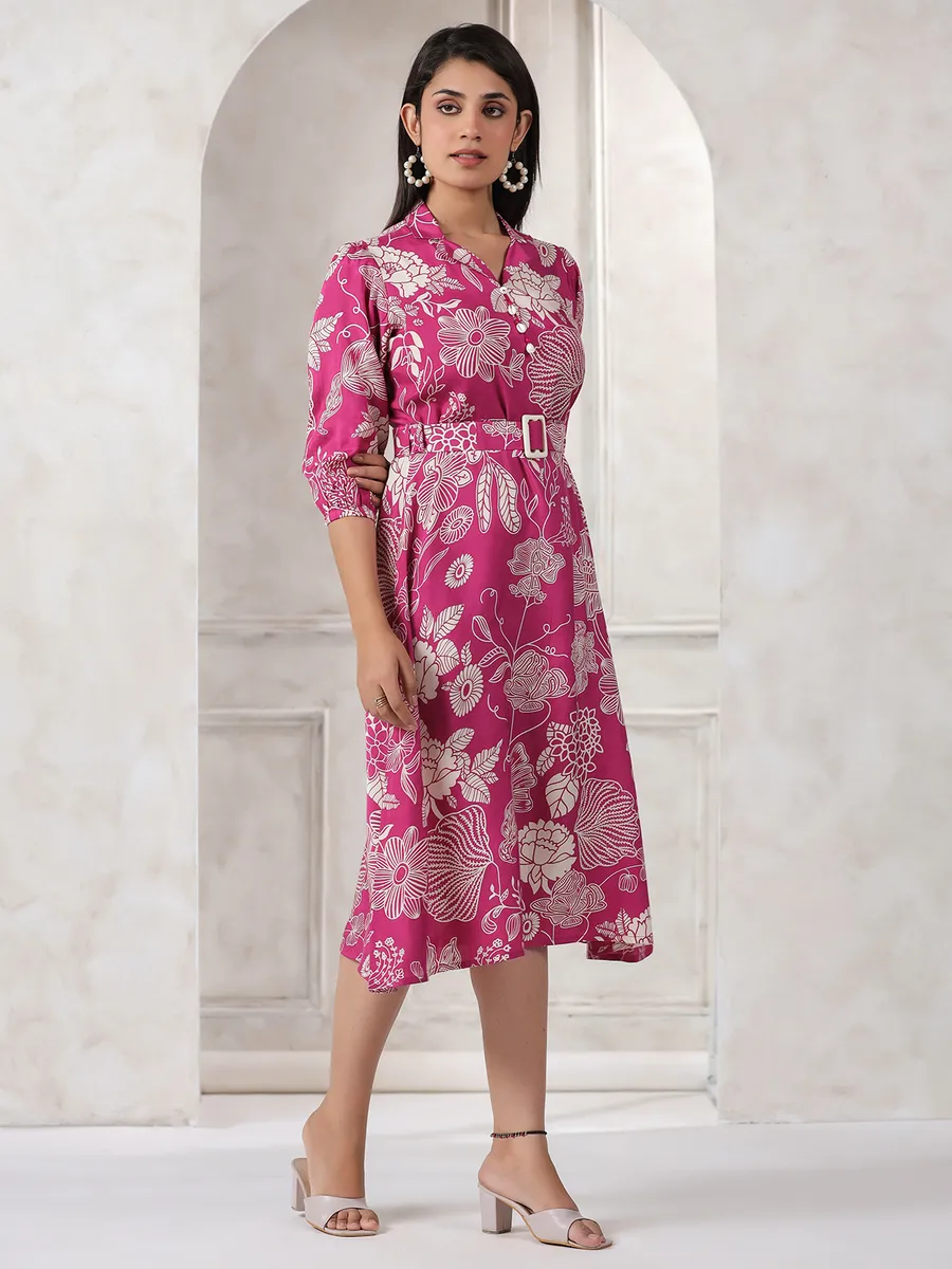 Beautiful magenta cotton printed kurti