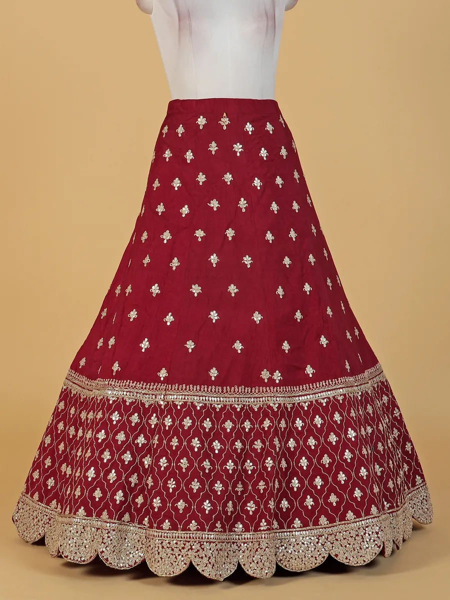 Beautiful maroon silk unstitched lehenga choli
