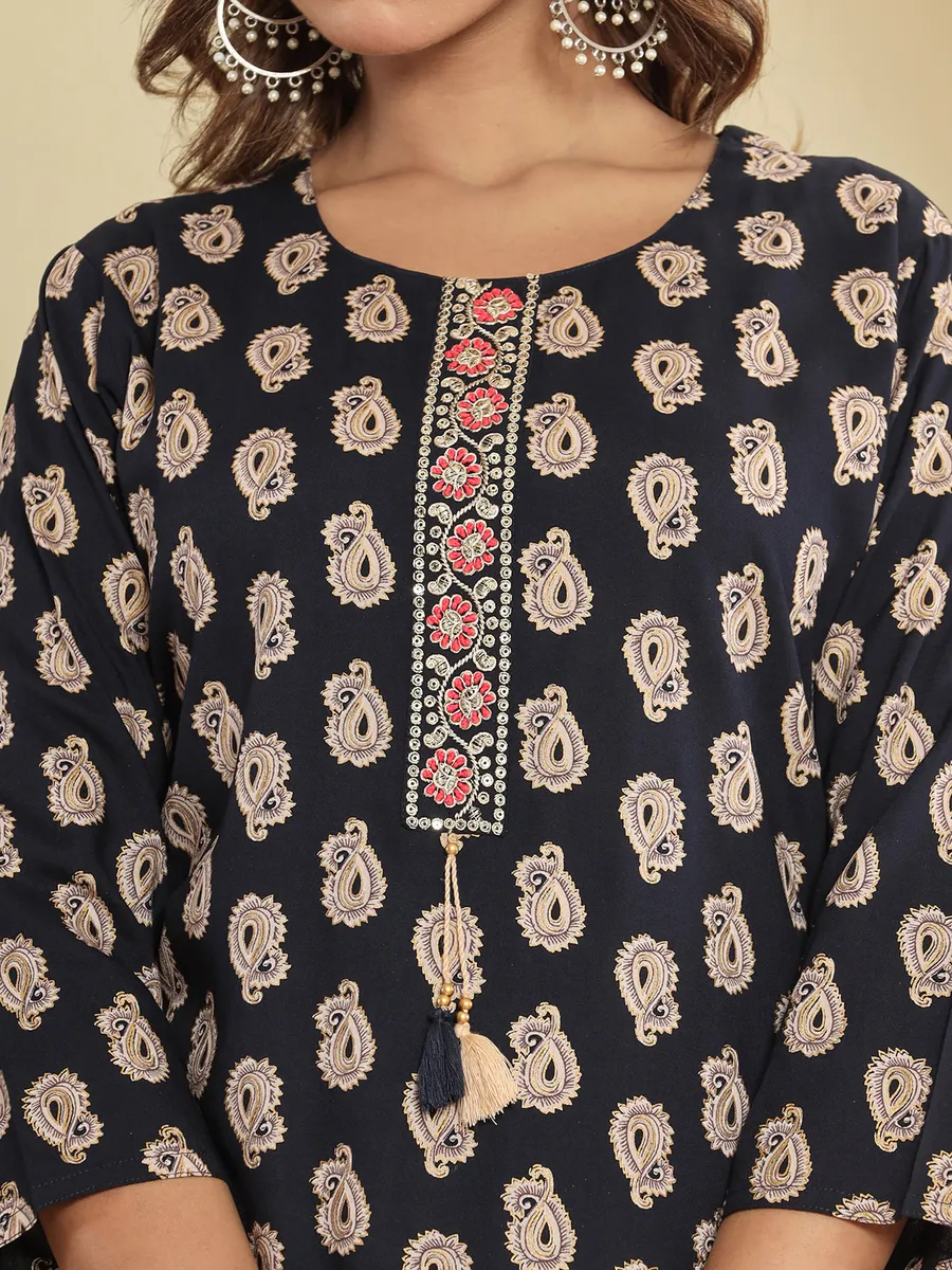 Beautiful navy cotton printed kurti