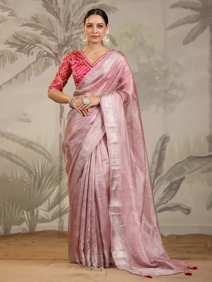 Beautiful peach organza saree