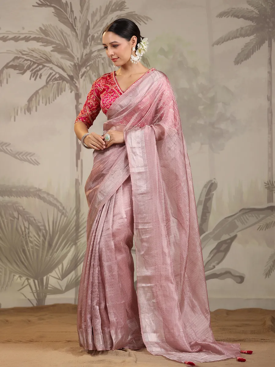 Beautiful peach organza saree