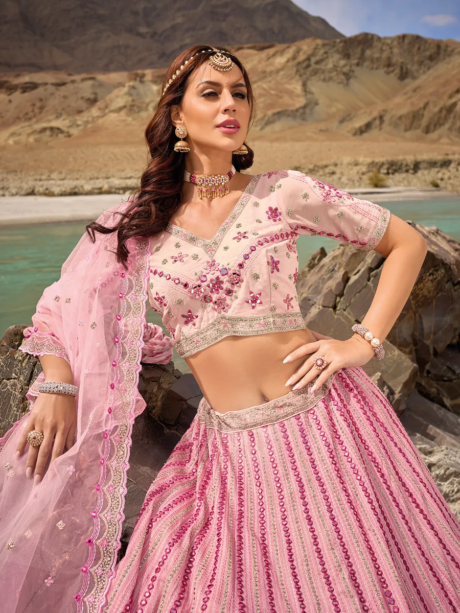 Beautiful pink unstitched lehenga choli