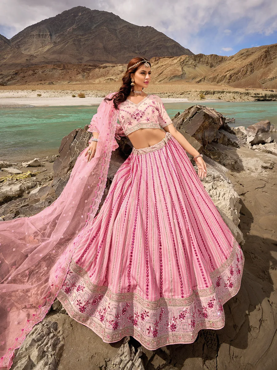 Beautiful pink unstitched lehenga choli