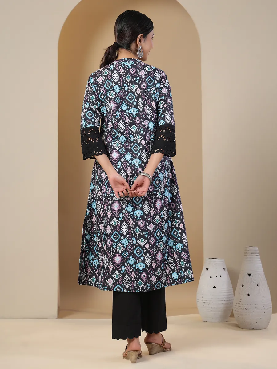 Beautiful printed cotton kurti in black