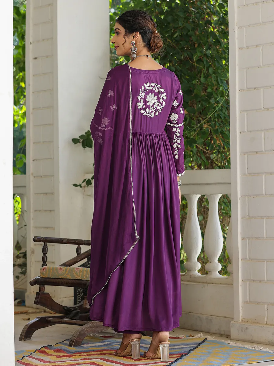 Beautiful purple silk kurti set