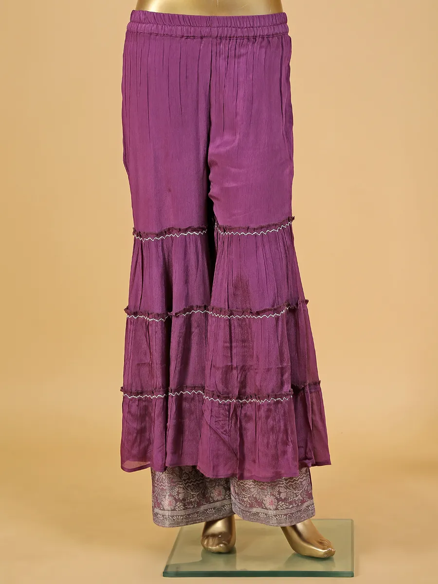 Beautiful purple silk sharara suit