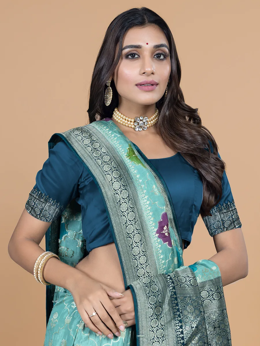 Beautiful dola silk mint green saree