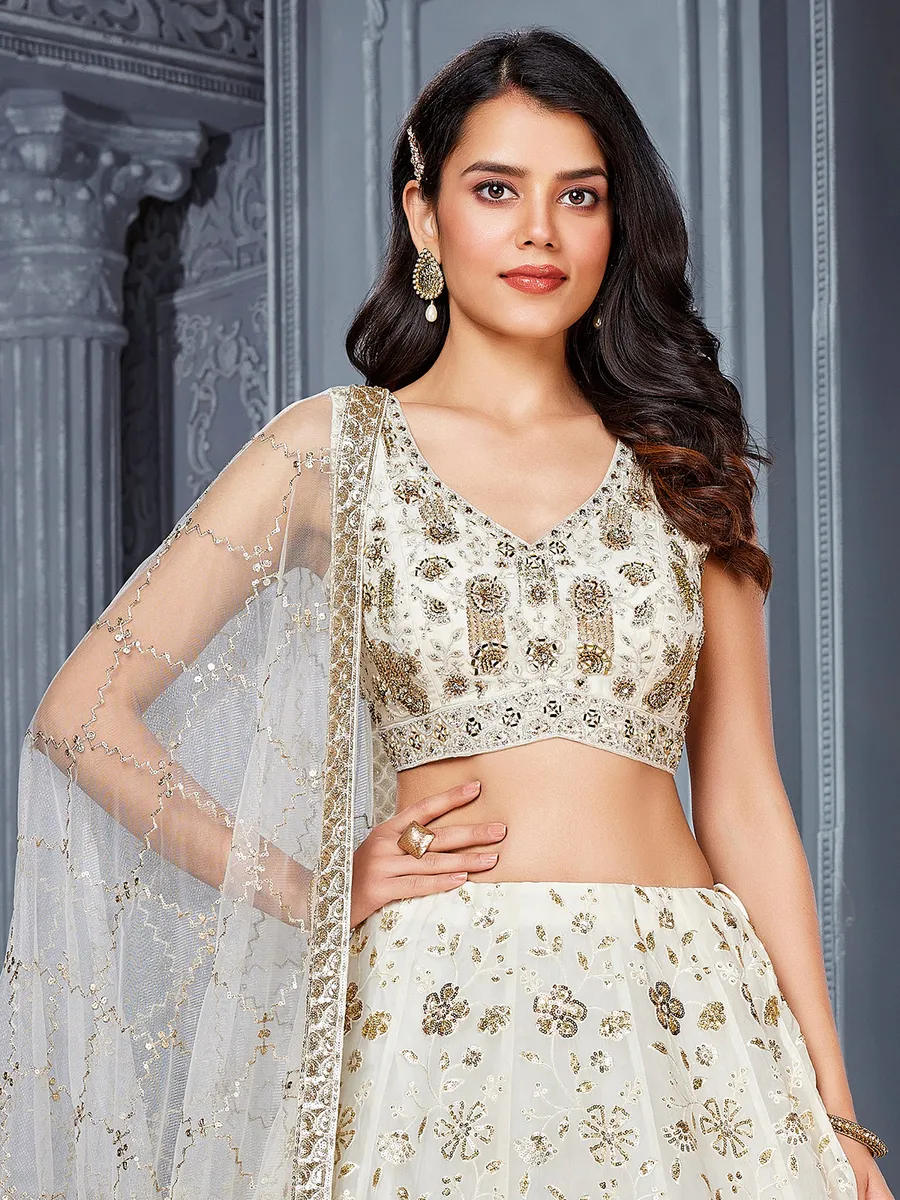 Beautiful white georgette lehenga choli