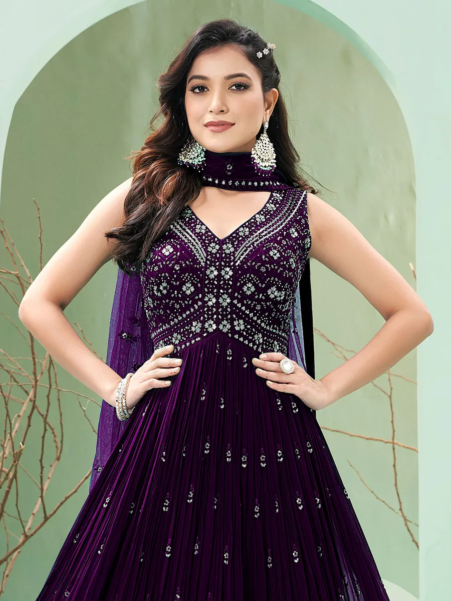 Beautiful wine georgette anarkali suit