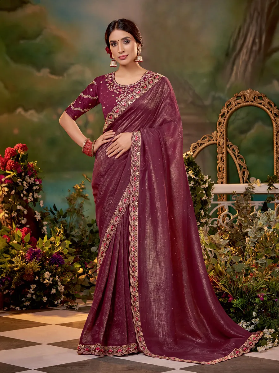 Beautiful wine georgette saree