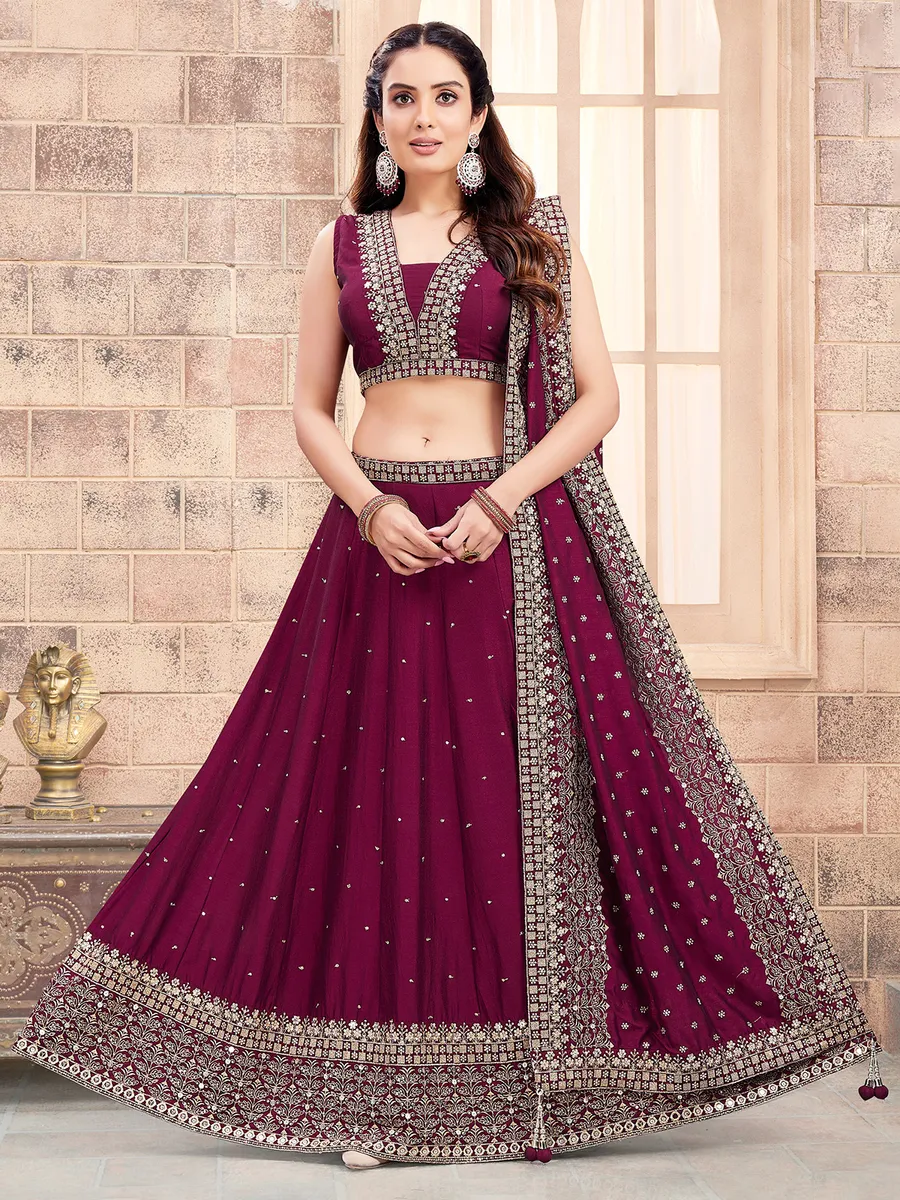 Stylish Light Peach Silk Wedding Style Lehenga Choli With Light Peach Silk
