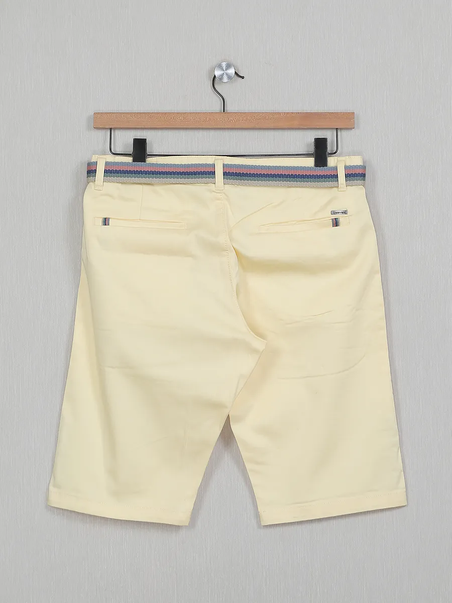 Bee Vee solid yellow cotton shorts