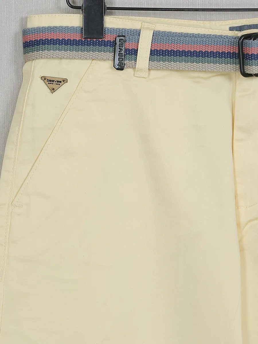 Bee Vee solid yellow cotton shorts