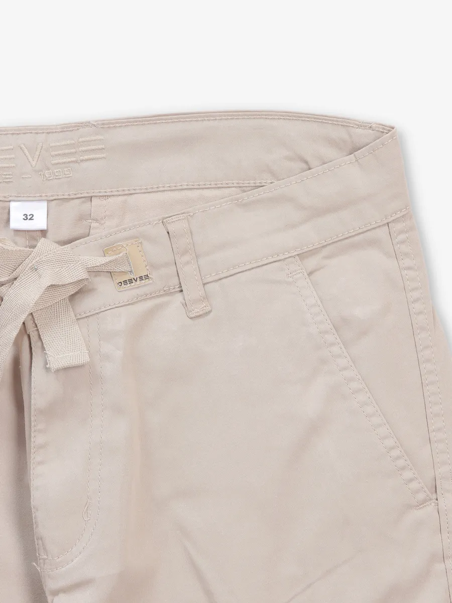 BEEVEE beige solid cargo fit jeans