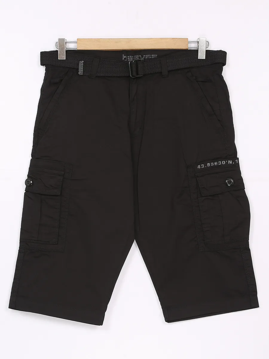 Beevee black cotton solid shorts