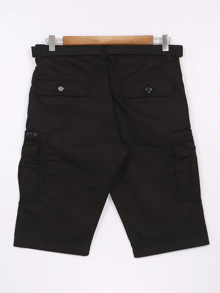 Beevee black cotton solid shorts