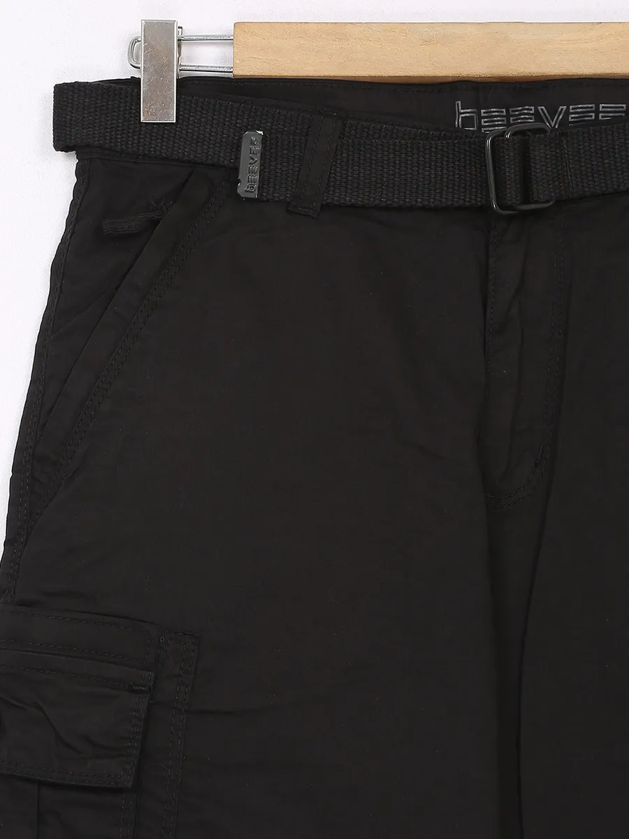 Beevee black cotton solid shorts