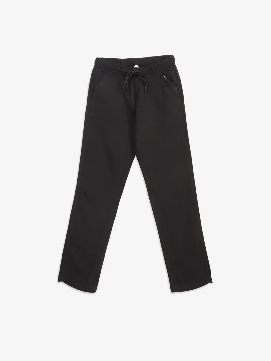 BEEVEE black solid cotton track pant