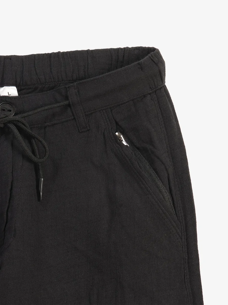 BEEVEE black solid cotton track pant