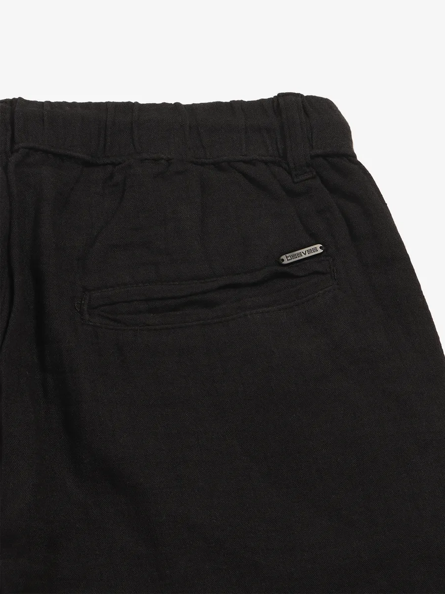 BEEVEE black solid cotton track pant