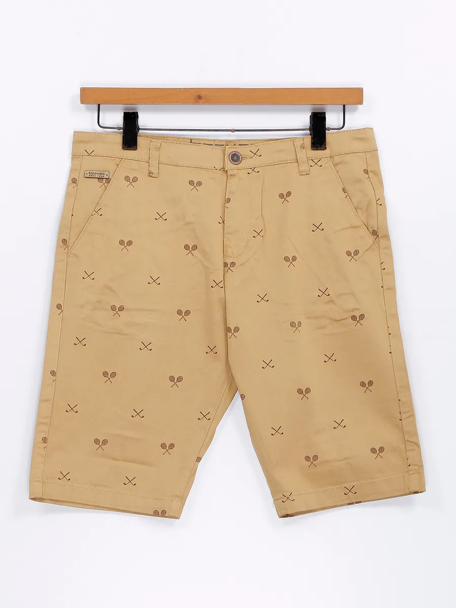 Beevee cotton khaki printed shorts