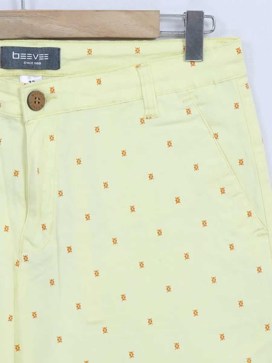 Beevee cotton yellow printed shorts