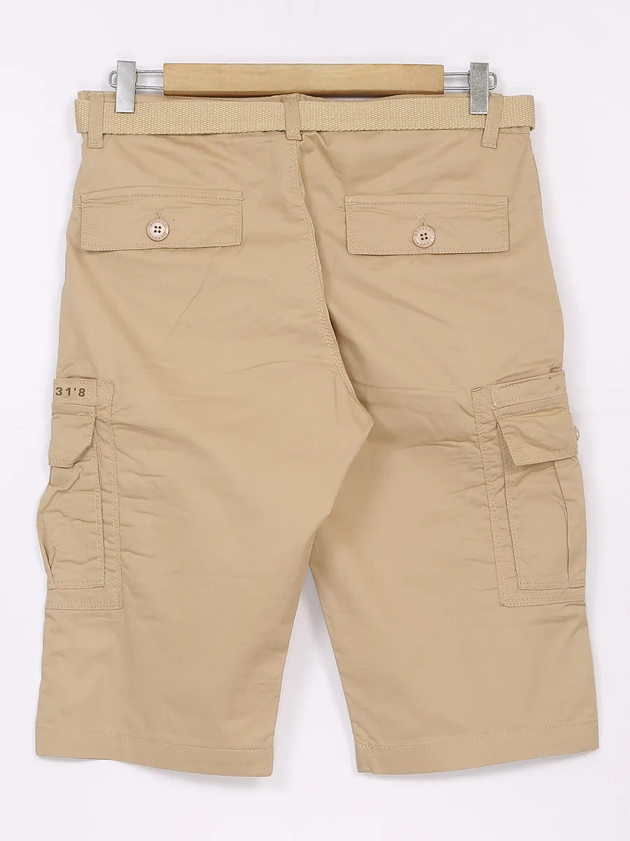 Beevee khaki cotton solid shorts