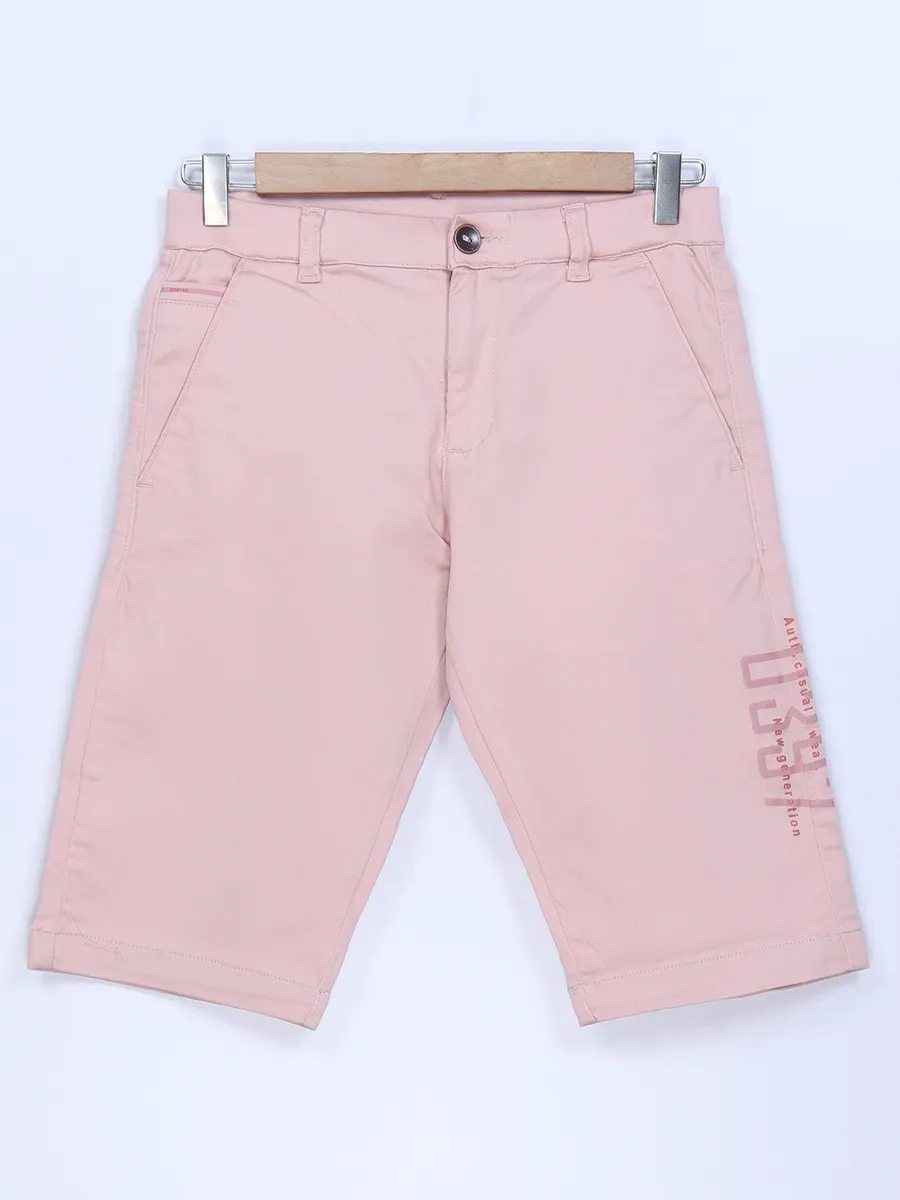 BeeVee light pink cotton solid shorts