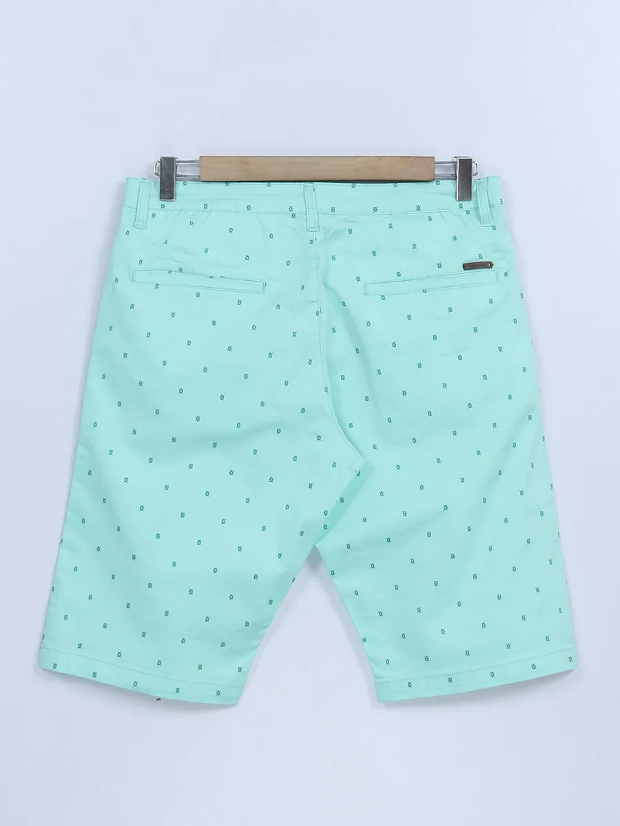 Beevee mint green cotton printed shorts