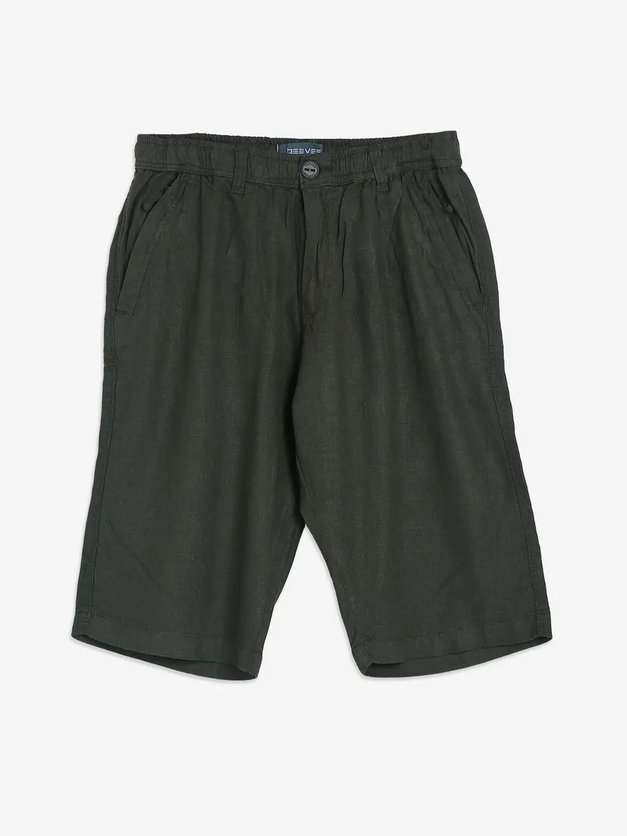 BEEVEE moss green solid shorts