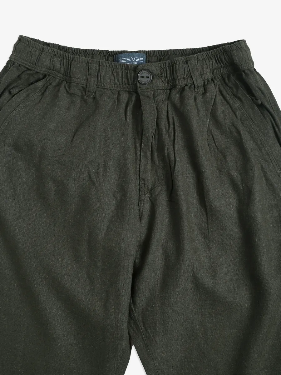 BEEVEE moss green solid shorts