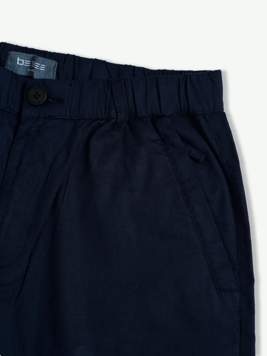 Beevee navy cotton plain shorts